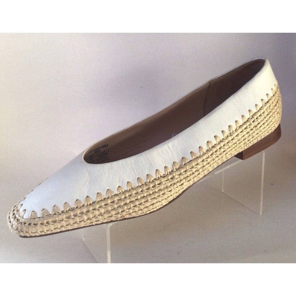 NEW ZARA Trafaluc Ivory White Leather & Raffia Flat Loafers (Size 40/US 9)